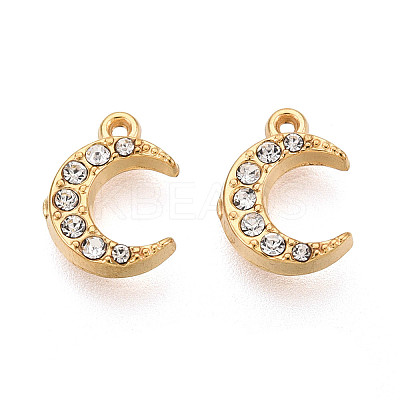 304 Stainless Steel Rhinestone Charms STAS-N110-44G-1