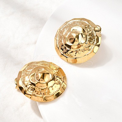 304 Stainless Steel Hammered Textured Flat Round Stud Earrings EJEW-K268-50G-1