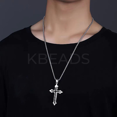 Cross Alloy Black Enamel Pendant Necklaces FS-WGF2765-01-1