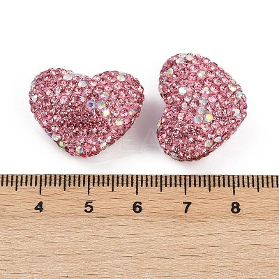 Heart Shaped Polymer Clay Rhinestone Beads CLAY-NH0002-01A-1