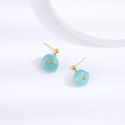 Natural Howlite 304 Stainless Steel Dangle Stud Earrings EJEW-H017-02G-01-1