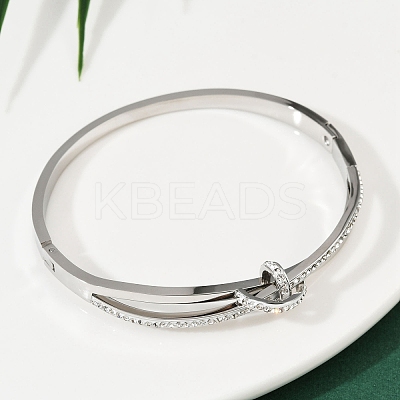 201 Stainless Steel with Rhinestone Bangles for Women LS-BJEW-B138-03P-1