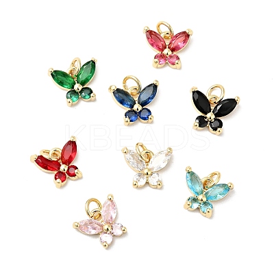 Rack Plating Brass Micro Pave Cubic Zirconia Charms ZIRC-I059-14G-1