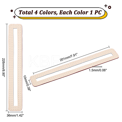 4Pcs 4 Colors Leather Frame for Bag Zipper Side Pocket Making DIY-WR0001-78-1