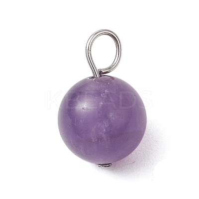 7Pcs 7 Colors Natural Aquamarine & Black Onyx & Amethyst & Malaysia Jade & Taiwan Jade & White Jade & Carnelian Round Pendants PALLOY-JF03193-1