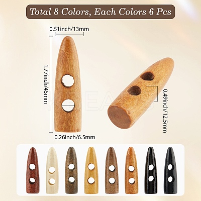 64Pcs 8 Colors 2-Hole Wood Buttons WOOD-GF0002-35B-1