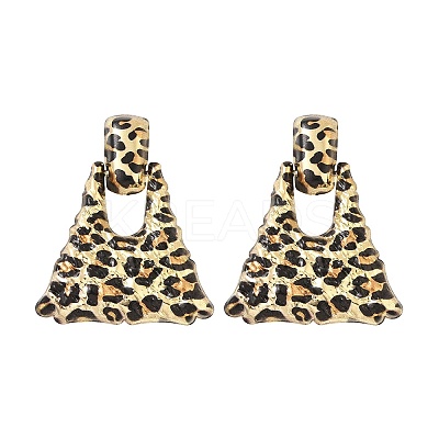 Leopard Print Alloy Dangle Stud Earrings LS-EJEW-K304-01D-G-1