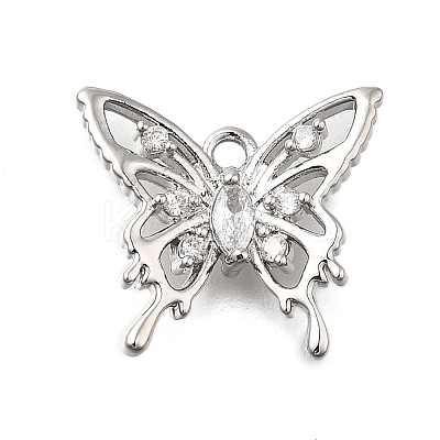 Brass Micro Pave Cubic Zirconia Charms KK-Q048-04P-1