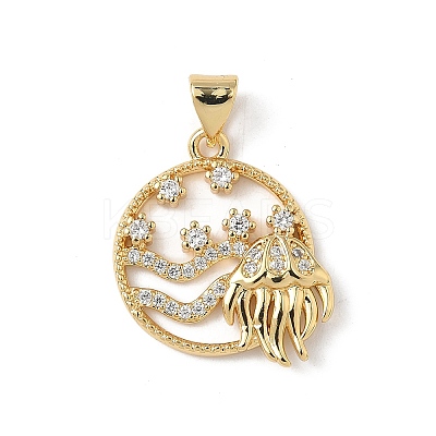 Brass Micro Pave Cubic Zirconia Pendants KK-S337-08G-C-1