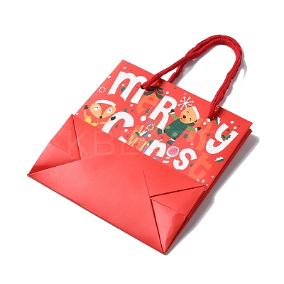 Christmas Santa Claus Print Paper Gift Bags with Nylon Cord Handle CARB-K003-01C-01-1