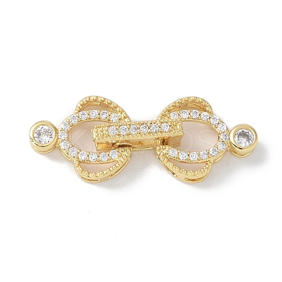 Rack Plating Brass Micro Pave Clear Cubic Zirconia Fold Over Clasps KK-NH0002-03F-G-1