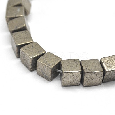 Cube Natural Pyrite Beads Strands G-I126-17-6x6mm-1