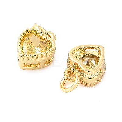 Real 18K Gold Plated Brass Inlaid Cubic Zirconia Charms ZIRC-L100-074G-02-1