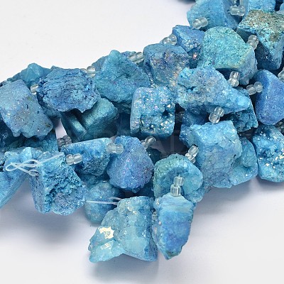 Dyed Nuggets Natural Electroplated Quartz Crystal Beads Strands G-A142-08A-1