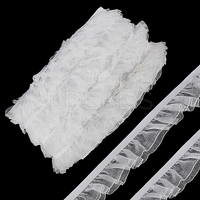 Polyester Pleated Elastic Lace Trim DIY-WH0656-82A-1
