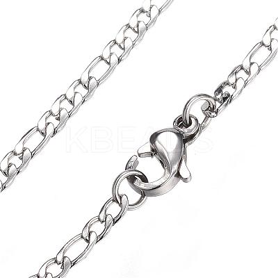 Tarnish Resistant 304 Stainless Steel Figaro Chain Necklaces STAS-F034-06P-1