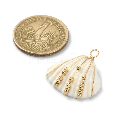 Natural Shell Copper Wire Wrapped Pendants PALLOY-TA00078-01-1