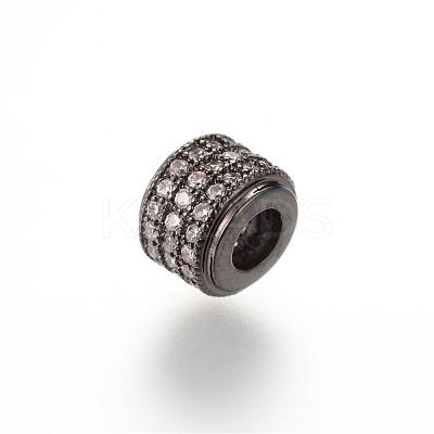 Brass Micro Pave Cubic Zirconia European Beads ZIRC-S053-YS013-3-1