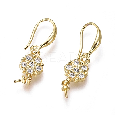 Brass Micro Pave Cubic Zirconia Earring Hooks LS-KK-G374-09G-1