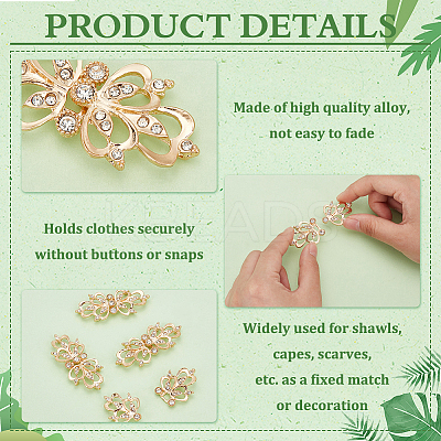 4Pcs Zinc Alloy Rhinestone Snap Lock Clasps FIND-FG0003-45A-1