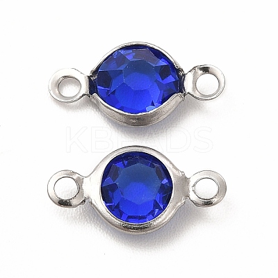 304 Stainless Steel with Glass Connector Charms LS-STAS-G305-08P-04-1