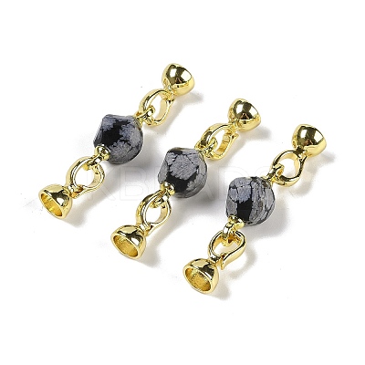 Natural Snowflake Obsidian with Brass Fold Over Clasps G-G141-02G-15-1