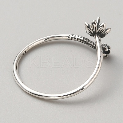 925 Sterling Silver Open Cuff Design Ring Mounts Fittings with Pearl Seat STER-WH0016-09AS-1