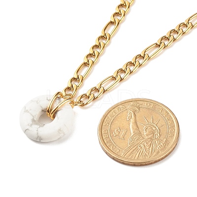 Natural Howlite Donut Pendant Necklace NJEW-JN03815-05-1