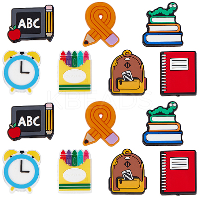 14Pcs 7 Styles Teachers' Day Food Grade Eco-Friendly Silicone Focal Beads SIL-SC0001-75-1