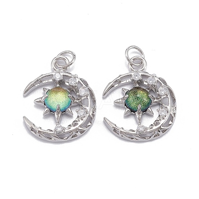 Brass Micro Pave Clear Cubic Zirconia Glass Pendants LS-ZIRC-C024-06P-04-1