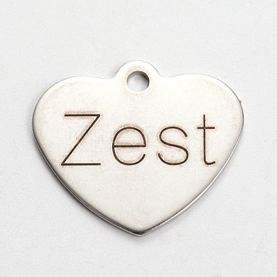 Non-Tarnish 201 Stainless Steel Heart Pendants STAS-L165-C18-1
