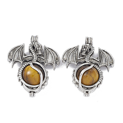 Natural Tiger Eye Pendants G-P491-02AS-04-1