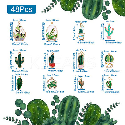 48Pcs 12 Style Alloy Enamel Pendants ENAM-KS0001-07-1
