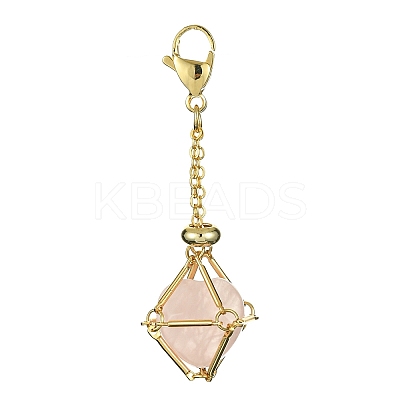 Brass Braided Chain Pouch Empty Stone Holder Pendant Decorations HJEW-JM01240-01-1