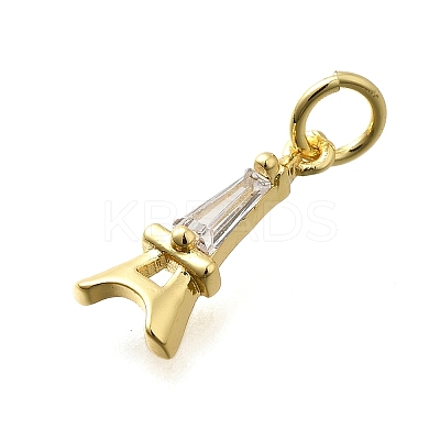 Brass Micro Pave Cubic Zirconia Charms KK-P295-45G-1