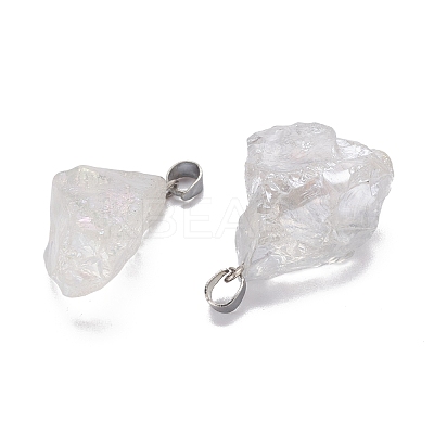 3Pcs Electroplate Natural Crystal Pendants G-FS0001-33-1