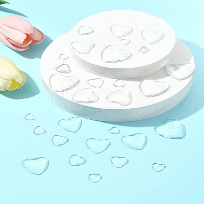 48Pcs 6 Styles Transparent Heart Glass Cabochons GGLA-FS0001-07-1