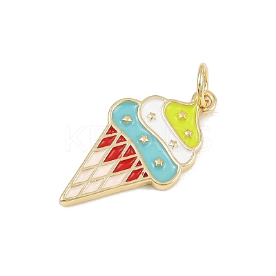 Brass Enamel Ice Cream Pendants KK-P323-01A-G-1