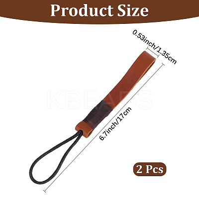 2Pcs Cowhide Leather Car Key Chain Pendant Decorations AJEW-CL0001-80C-1