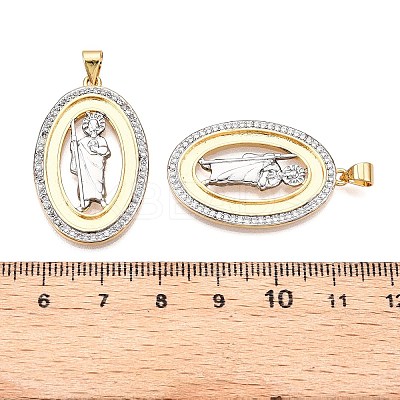 Brass Micro Pave Cubic Zirconia Pendants KK-T070-23G-01-1