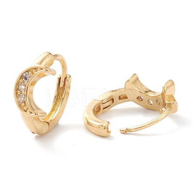 Brass Micro Pave Clear Cubic Zirconia Huggie Hoop Earrings EJEW-H109-07G-1