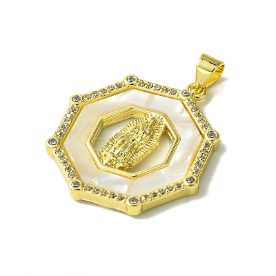 Real 18K Gold Plated Brass Micro Pave Cubic Zirconia Pendants KK-H472-14G-14-1
