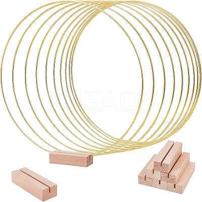 Iron Craft Hoop and Wood Pedestal Kit DIY-WH0343-71-1