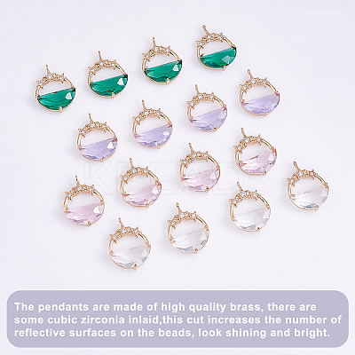 16Pcs 4 Colors Glass Pendants GLAA-GA0001-32-1