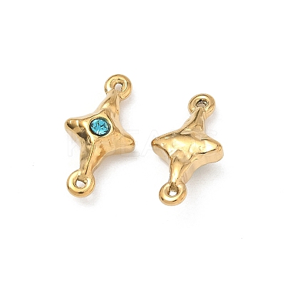 304 Stainless Steel Aquamarine Rhinestone Connector Charms STAS-L308-03A-G-1