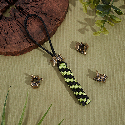 4Pcs Outdoor EDC Tool Brass Parachute Rope European Beads FIND-FG0003-74AG-1