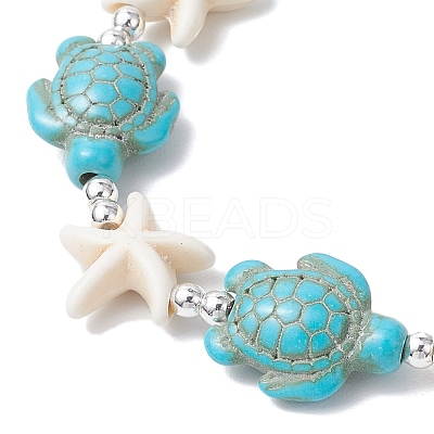 Synthetic Turquoise Beaded Stretch Bracelets for Men Women BJEW-JB11760-01-1