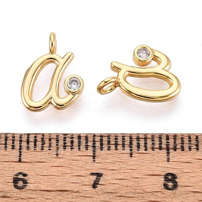 Brass Micro Pave Cubic Zirconia Charms KK-N263-97G-A-1
