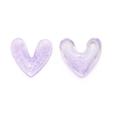 3D Heart with Glitter Powder Resin Cabochons MRMJ-TAC0004-26A-1