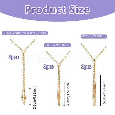 6Pcs 3 Styles 304 Stainless Steel Macrame Pouch Braided Gemstone Holder NJEW-DC00002-1